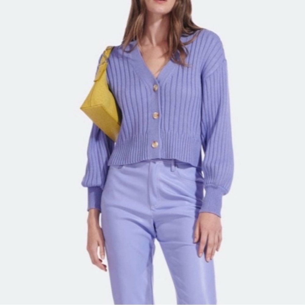 NWT $315 STAUD Eloise Ribbed Knit Cardigan